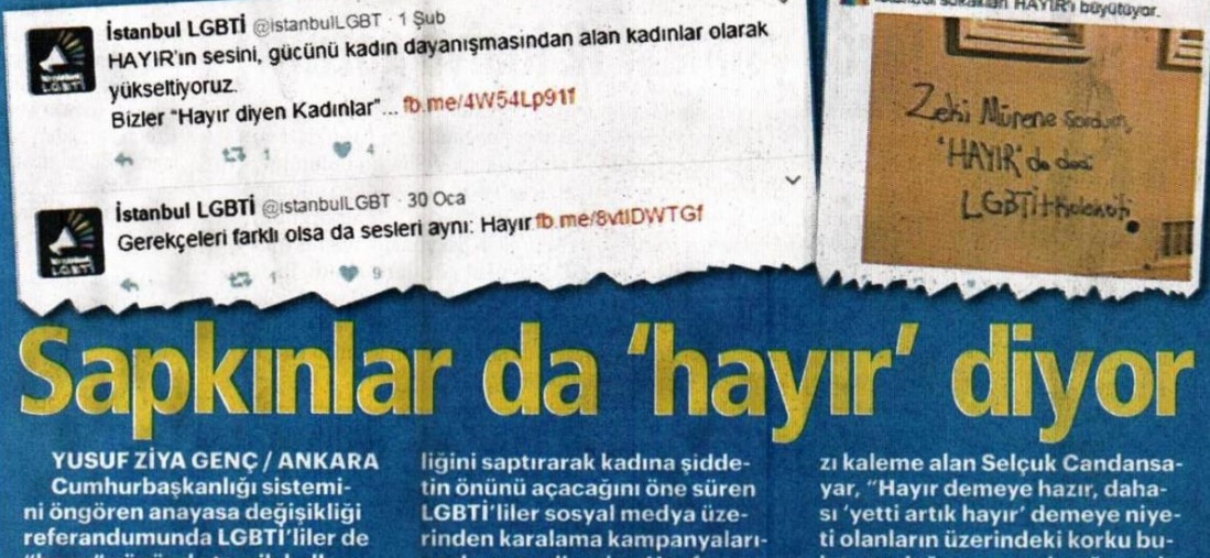 Referandum bahane, Akit&rsquo;in nefreti klişe | Kaos GL - LGBTİ+ Haber Portalı Haber